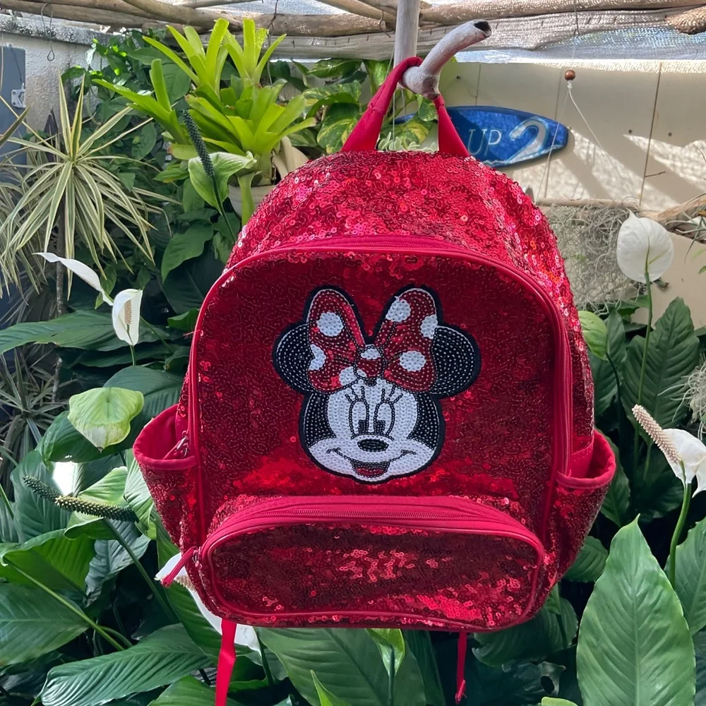Disney Red Sequined Minnie Mouse Backpack